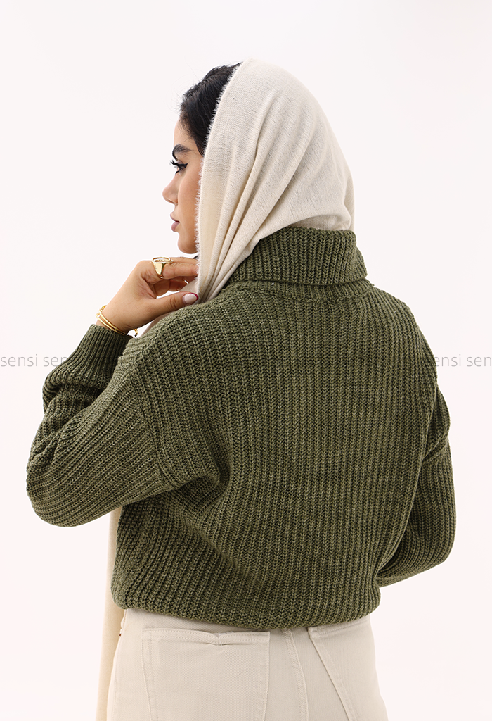 بافت زنانه یقه اسکی رنگی کد1006640